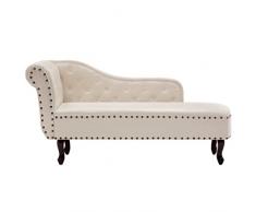 vidaXL Chaise Longue Chesterfield Pelle Artificiale Crema Divano Sdraio Casa