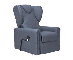 POLTRONE ITALIA Barbara 2 motori Poltrona elettrica Alzapersona Detraibile 19% 2 ruote seduta micromolle antimacchia poltrone per anziani poltrona relax Blu denim