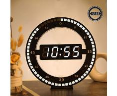 Orologio da Parete Digitale,Orologio da Tavolo Orologio da caminetto Rotondi Orologio Da Digitale A LED 3D Design Moderno Automaticamente La Luminosità Elettronico Orologi Per Home Office Decorazione