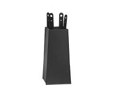 Gavemo BOARY, Set Ferri da Camino con Manico in Cuoio, Borsa Porta-Ferri, Attrezzi da Camino, Sacca portaferri, Prodotto da Limac Design®, Nero