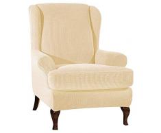 SINKITA Coprisedili Wingback, Addensare Elasticizzato Sedia Poltrona Tinta Unita 1 Posti Elastico Poliestere Fodera per Sedia A Orecchioni Caratteristica Morbida-Giallo