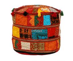 Iinfinize Pouf rotondo ottomano copertura rustica ottomana design modello decorativo pouf decorazione per la casa poggiapiedi copertura pouf ottomano bohemien pouf decorazione per la casa pouf