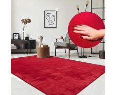 the carpet il tappeto Relax Tappeto moderno a pelo corto, fondo antiscivolo, lavabile fino a 30 gradi, morbidissimo, aspetto pelliccia, rosso, 160 x 230 cm