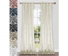 Coppia di tende in velluto riccio, con occhielli, tenda, non foderate, 2 pannelli, 140 x 245cm Crema