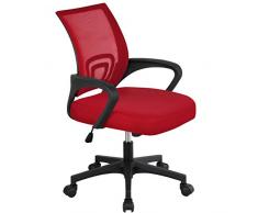 Yaheetech Sedia da Scrivania Ufficio Ergonomica Girevole Reclinabile in Rete Traspirante Altezza Regolabile con Braccioli e Rotelle Rossa