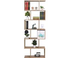 ETNIC ART - Libreria Scaffale Mobile Ufficio Moderna Contemporanea Bifacciale Divisorio Legno PortaCD scaffale Moderna Rovere Casa a Giorno - 70 X 23.5 X 190cm Mensole