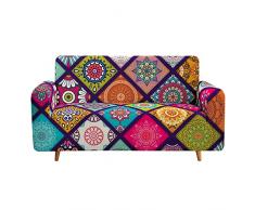 Copridivano 3 Posti Elasticizzato - Treer Copridivani Fodera Protettiva Antimacchia, Copridivano Universale con Braccioli, Moderno Divano Protector Lavabile, Retrò Stile Etnico(3 Posti 190-230cm)