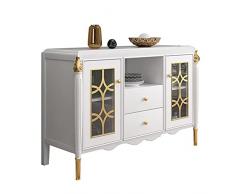 YT.JYUERI Consolle Tavolo a Buffet Tavolo a Buffet Cabine di stoccaggio a Buffet con cassetti e scaffale in Basso, Server a Buffet per Soggiorno Cucina Cucina mobili, 57 in, Bianco