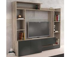 Milani Home s.r.l.s. Parete attrezzata Porta TV Soggiorno Moderna di Design 180x28/40x165 h