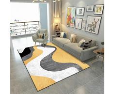 AU-SHTANG Tappeto Salotto Moderno Tappeto antiacaro per Balcone Traspirante con Motivo Geometrico Astratto Grigio, Giallo Tappeto Soggiorno Moderni -Giallo_200x300 cm