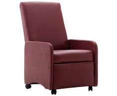 Tidyard Poltrona Relax Reclinabile Pieghevole in Ecopelle Rosso con Ruoe,Poltrona Elettronica,Poltrona Relax Reclinabile,Poltrona Ecopelle,Poltrona da TV,Poltrona con Poggiapiedi,Poltrona con Ruote