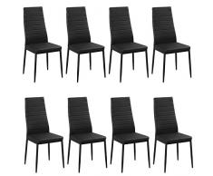 WOLTU BH85sz-8 Set di Sedie per Sala da Pranzo Sgabello con Schienale Ecopelle Metallo Sedia Imbottita per Cucina Ristorante Moderno Neri 8 Pezzi