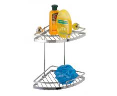 Wenko Sion Power-Loc 17828100 Mensola angolare in cromo, 2 cestini, Easy Hang On, fissaggio senza trapano, 21x31.5x14.5 cm