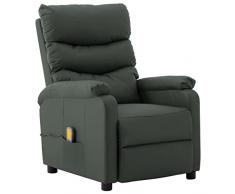 vidaXL Poltrona Massaggio Reclinabile Poltroncina per Massaggi Divano Singolo Massaggiatore Sedia TV Arredamento Grigia in Similpelle