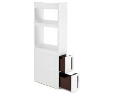 SONGMICS Scaffale Stretto a 3 Ripiani e 2 Cassetti, Portaoggetti Mobile ad Angolo, in Cucina Bagno Cantina, Larghezza di 17 cm, Bianco KFR06WT