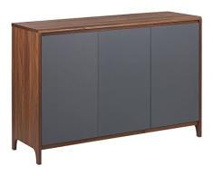 Beliani Credenza in Legno Scuro e Grigio in Legno 3 Ante Stile Retro Moderno Medfort