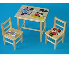 Set in legno tavolino con 2 sedie per cameretta bambini. M20. Ottima idea regalo.Completo in pino con disegno a mano.