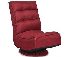 COSTWAY Poltrona Relax da Terra Pieghevole Reclinabile Girevole, Poltrone da Divano per Studio Salotto, con Schienale, Ottima per Rilassarti (Vino)