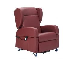 POLTRONE ITALIA Tamara 2 motori Poltrona elettrica Alzapersona Detraibile 19% 4 Ruote maggiorate maniglie braccioli orecchie estraibili reclinazione max 180° poltrone disabili Bordeaux