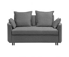 Beliani Divano Letto 2 posti in Tessuto Grigio Hovin