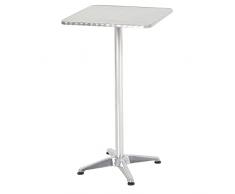 homcom Tavolino Bar/Ristorante in Acciaio Inox, Tavolo con Piano Appoggio Quadrato 60x60cm e Altezza Regolabile 70-110cm