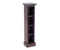 Design Delights - Scaffale Porta CD, in Legno di Mogano Massiccio, 76 x 15,5 x 16 cm (A x L x P), con 4 Scomparti