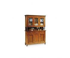 EsteaMobili CREDENZA Legno 3 VANI Base + VETRINA - CRISTALLIERA NAPOLETANA Colore Noce