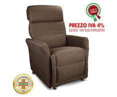 Goldflex - Poltrona MOD. Ponza, Relax ELETTRICA, 2 Motori INDIPENDENTI, Sistema ALZAPERSONA Telecomando, Tessuto Antimacchia Marrone - Iva 4% Gia APPLICATA >>> DOCUMENTAZIONE OBBLIGATORIA