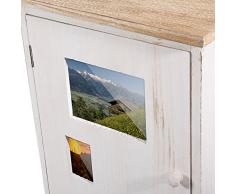 Rebecca srl Cassettiera Dispensa Madia 2 Cassetti 1 Anta Family Legno Paulownia Bianco Beige Grigio Urban Cucina Soggiorno (Cod. RE4480)