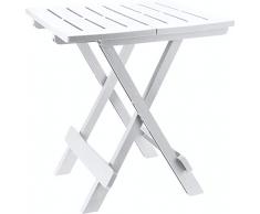 Tomaino - Tavolino Pieghevole da Giardino, Piccolo Tavolo Pieghevole da Esterno E da Campeggio 45x43x50 cm (Bianco)