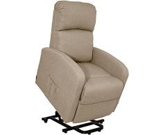 Gardenia Mysa Elettrica, Poltrona Alzapersona, Legno, Acciaio, Tessuto Tortora, 65 x 75 x H 101 CM