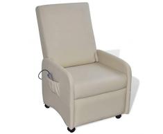 Tidyard Poltrona da Massaggio Moderna Relax Reclinabile Pieghevole Similpelle con Ruote,Poltrona Elettronica,Poltrona Relax Reclinabile,Poltrona da TV con Poggiapiedi,Poltrona con Ruote 65x83x101 cm