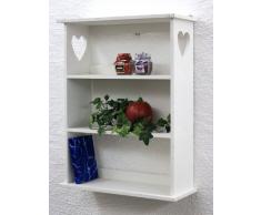 DanDiBo Scaffale a parete con cuore 12013 Scaffale 50 cm Vintage Shabby stile country Scaffale da cucina bianco