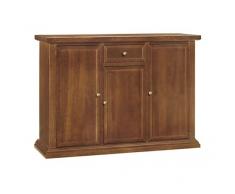 Mar.c.a. Design - Credenza Soggiorno, Legno di Pioppo Color Noce Scuro Elegante, Credenza Arte Povera Made in Italy, Mobile Soggiorno con 3 Sportelli e 1 Cassetto - Misura 120x40x85h