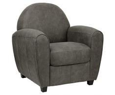 Totò Piccinni Poltrona VANITY poltroncina in similpelle con braccioli imbottita design vintage retrò (Grigio)