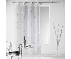 douceur dIntérieur 1624249 Tenda con occhielli, stampa argento Infinite Bianco Poliestere 240 x 140 cm