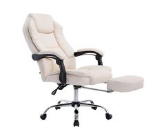 CLP Poltrona Presidenziale E Relax Castle In Similpelle I Sedia Ergonomica Imbottita Con Poggiapiedi, Colore:crema
