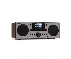 Auna Radio Portatile, Radio DAB con Bluetooth e Lettore CD, Radio FM/DAB/DAB+, Sistema Stereo AUX, Radio Dab Casa con Display TFT, Telecomando, Sveglia, MP3 e Streaming, Radio Vintage in Legno 30W