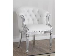 Simone Guarracino Luxury Design Poltrona Isabelle Vittoriana stile Barocco Moderno foglia argento ecopelle bianca bottoni Crystal Sw