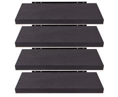 EUGAD Set di 4 Mensole da Muro, Noce Scuro, 60cm, Mensole in Legno MDF Portaoggetti Librerie Scaffale da Parete Stile rétro Mensole Sospese Decorative per Salotto Cucina Corridoio, 0125QJ-4