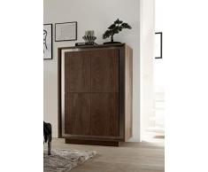 Arredocasagmb.it mobile contenitore alto 4 ante moderno legno NOCE soggiorno bordo profilo ACCIAIO alluminio madia buffet con sportelli design SHY 04 C