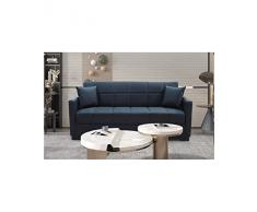 arredo Divano SHELDON Divano letto contenitore in Tessuto Letto 1 piazza e 1/2 (Nero Ecopelle)