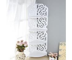 GOTOTOP Scaffale ad Angolo Libreria Scaffale Ripiano Bianco Scaffale a Muro,mensola angolare Mobili Organizzatore per Libri Decorazione Cucina Camera da Letto Bagno (80cm x 18cm x22cm)