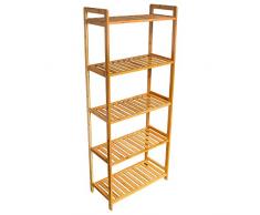 Wolketon - Scaffale in bambù a 5 ripiani, per bagno, cucina, corridoio, sauna