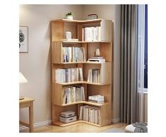 KIRANDY Libreria ad angolo Libreria dal pavimento al soffitto, Mobile ad angolo semplice in legno massello Scaffale ad angolo, Libreria semplice (Color : Wood color)