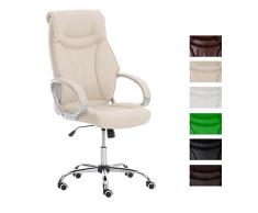 CLP Poltrona da Ufficio TORRO con Braccioli - Sedia Scrivania Ergonomica in Similpelle I Sedia Pc Girevole e Regolabile in Altezza I Sedia Studio con Portata Max 150 Kg crema