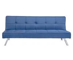 Enrico Coveri Contemporary Divano Letto 3 Posti in Tessuto Sofà Trapuntato da Soggiorno Moderno | MOD. Patrick (Blu)