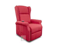 Stil Sedie - Poltrona Relax reclinabile elettrica alzapersona Bergere in Tessuto MOD Giada (Rosso)