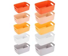 10 Pezzi Cestino Portaoggetti Plastica, Cestini Portaoggetti, Organizer Bagno Portaoggetti, Piccolo Scatola Portaoggetti per Cosmetico, Scaffale di Cucina, Bagno, Ufficio,Armadio 2 Colori