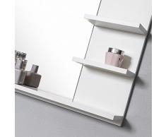 DOMTECH - Specchio da bagno con mensola, illuminazione a LED, colore: bianco